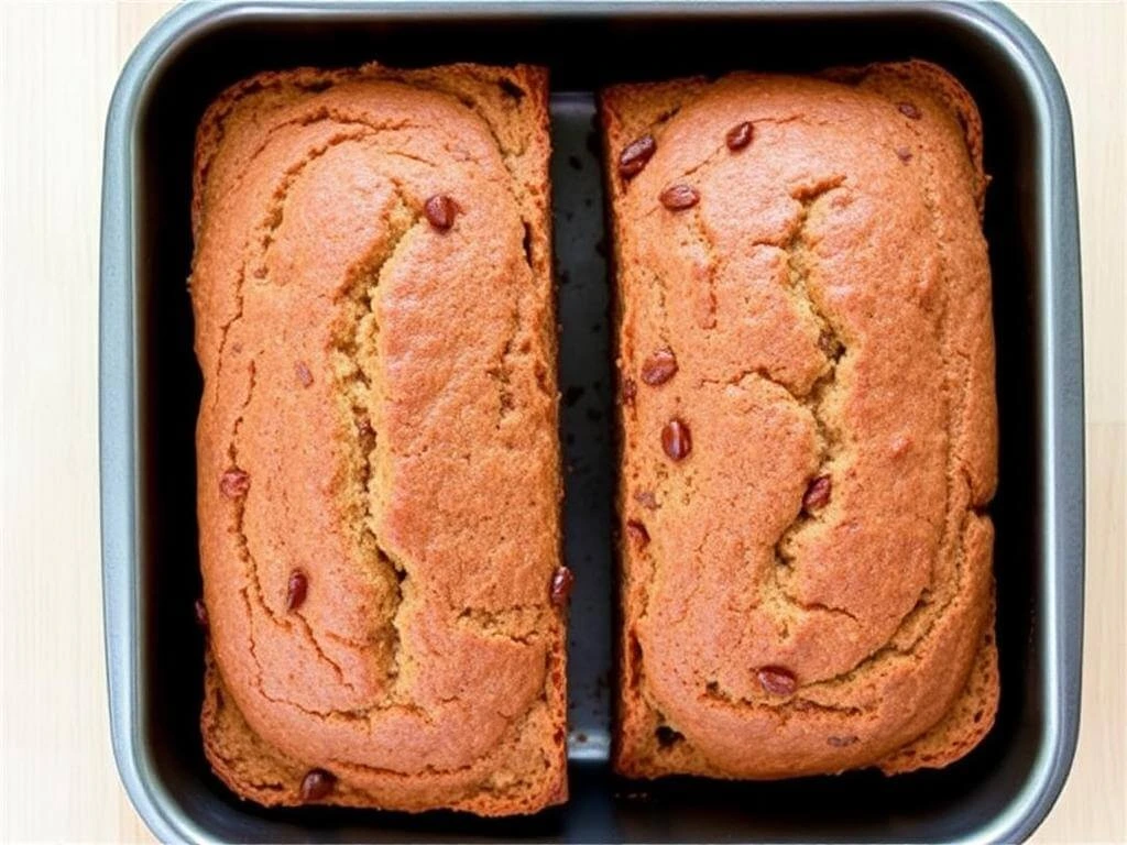 Moist, oil-free banana bread, cut into slices, highlighting its fluffy interior and low-sugar content.