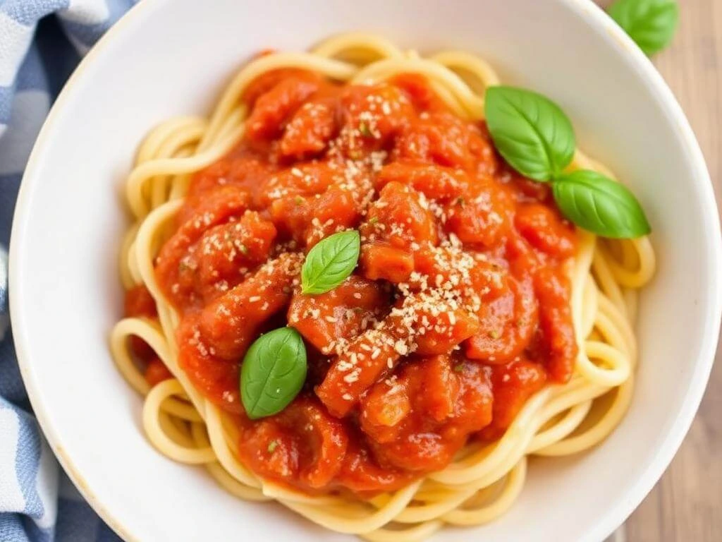 A light lemon garlic butter sauce drizzled over pasta with herbs.