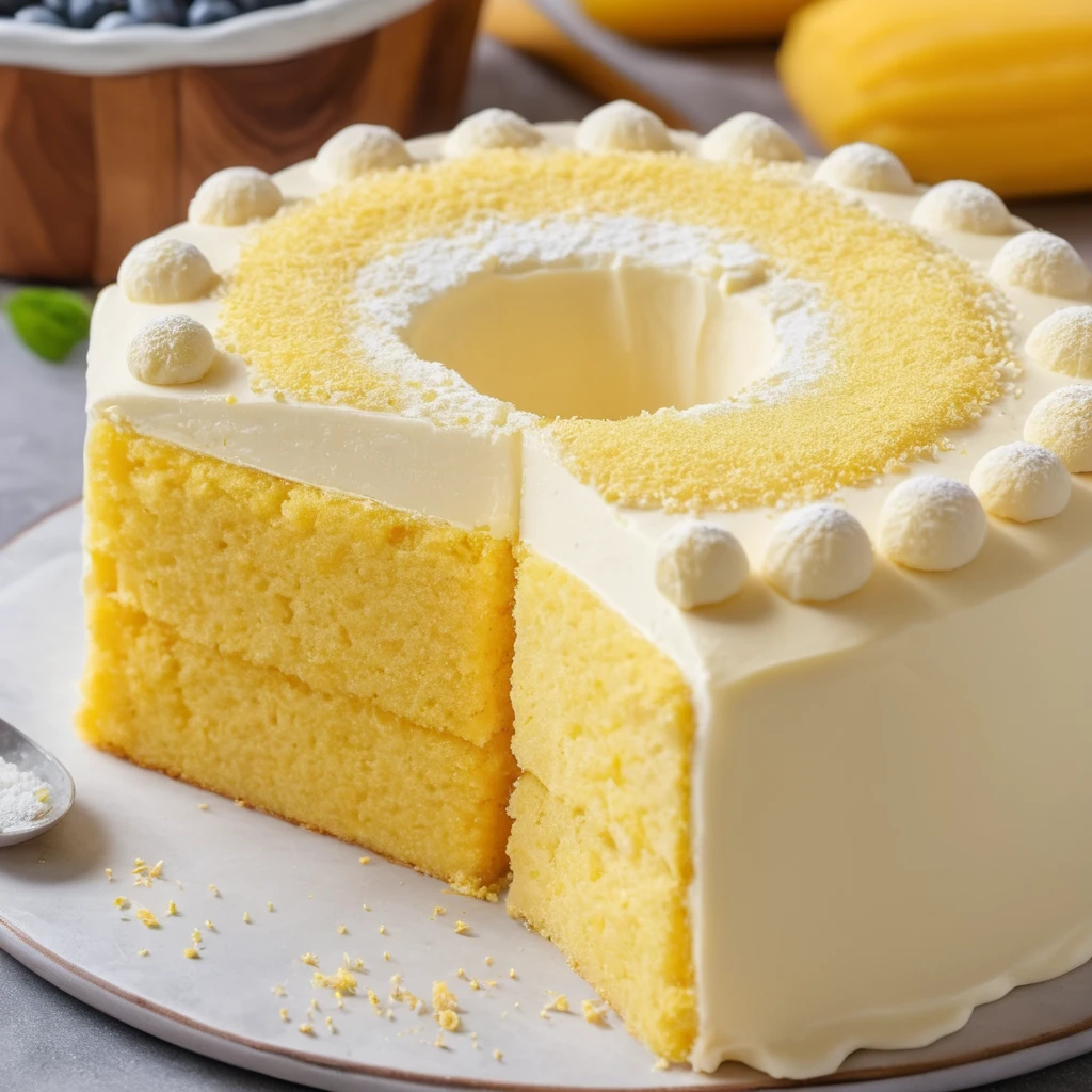 A golden-brown cornmeal cake cooling on a rack, with a hint of steam rising in the air