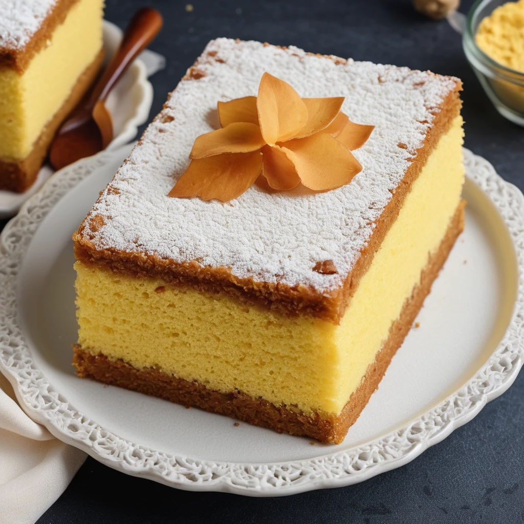 Ingredients for cornmeal cake, including cornmeal, eggs, butter, and milk, arranged neatly on a kitchen counter.