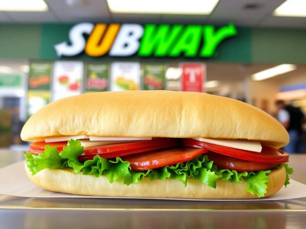 Healthy salad bowl with lean protein and fresh vegetables at Subway