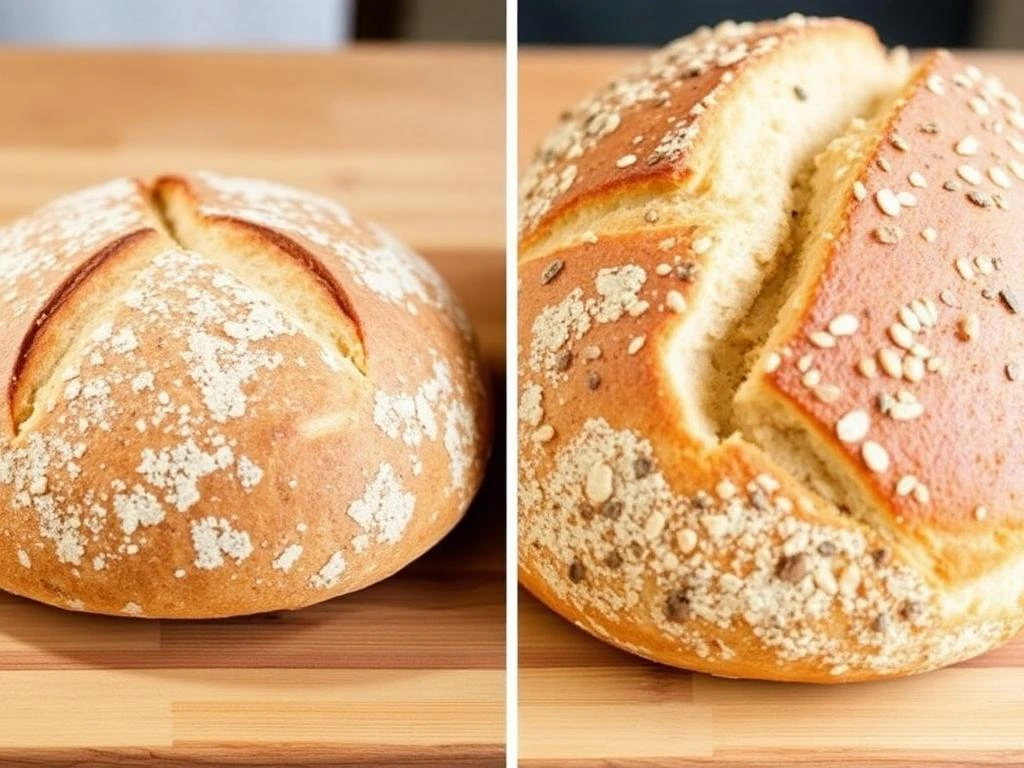 A slice of sourdough artisan bread with butter spread on top.