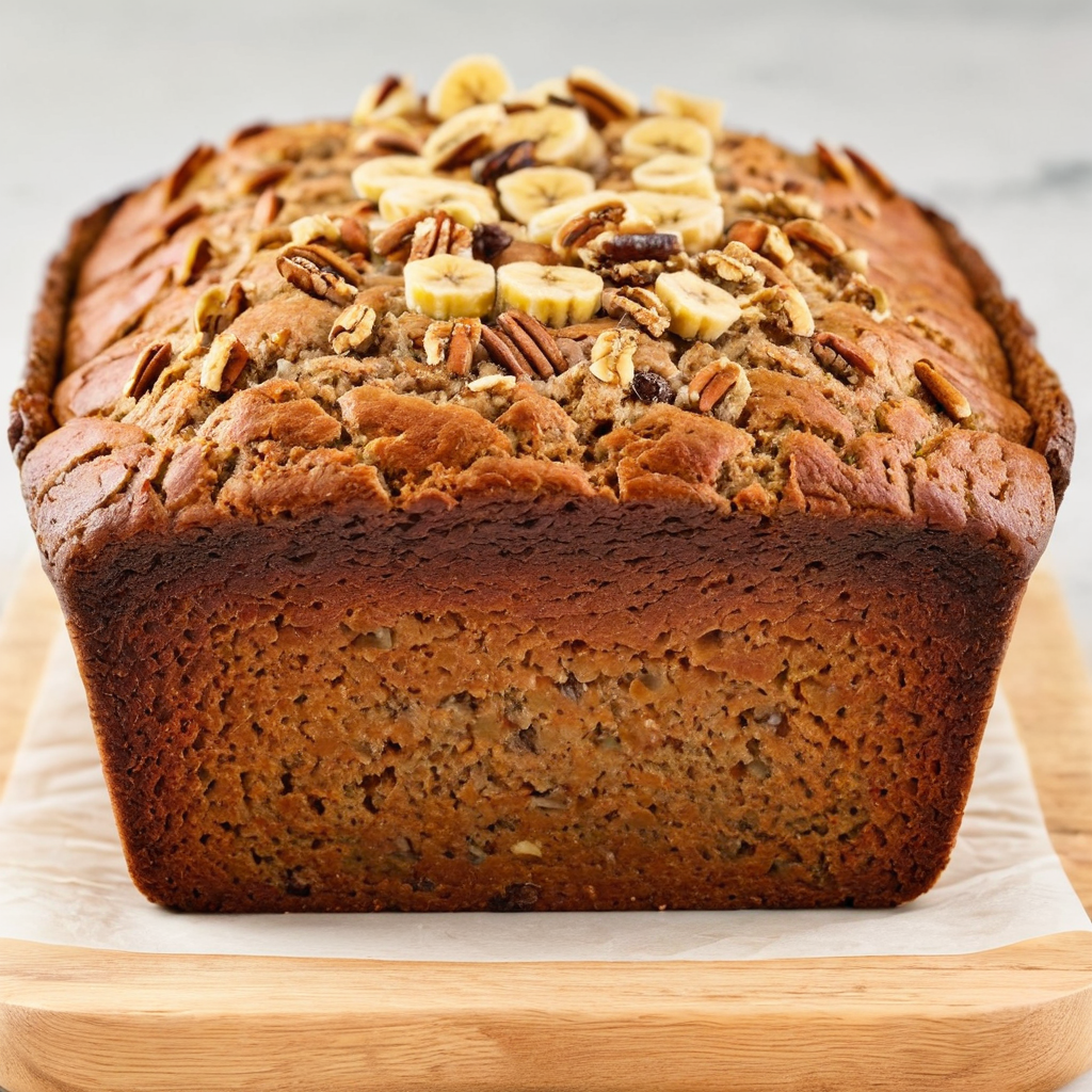 "Healthy homemade banana bread made with coconut flour and flaxseed"