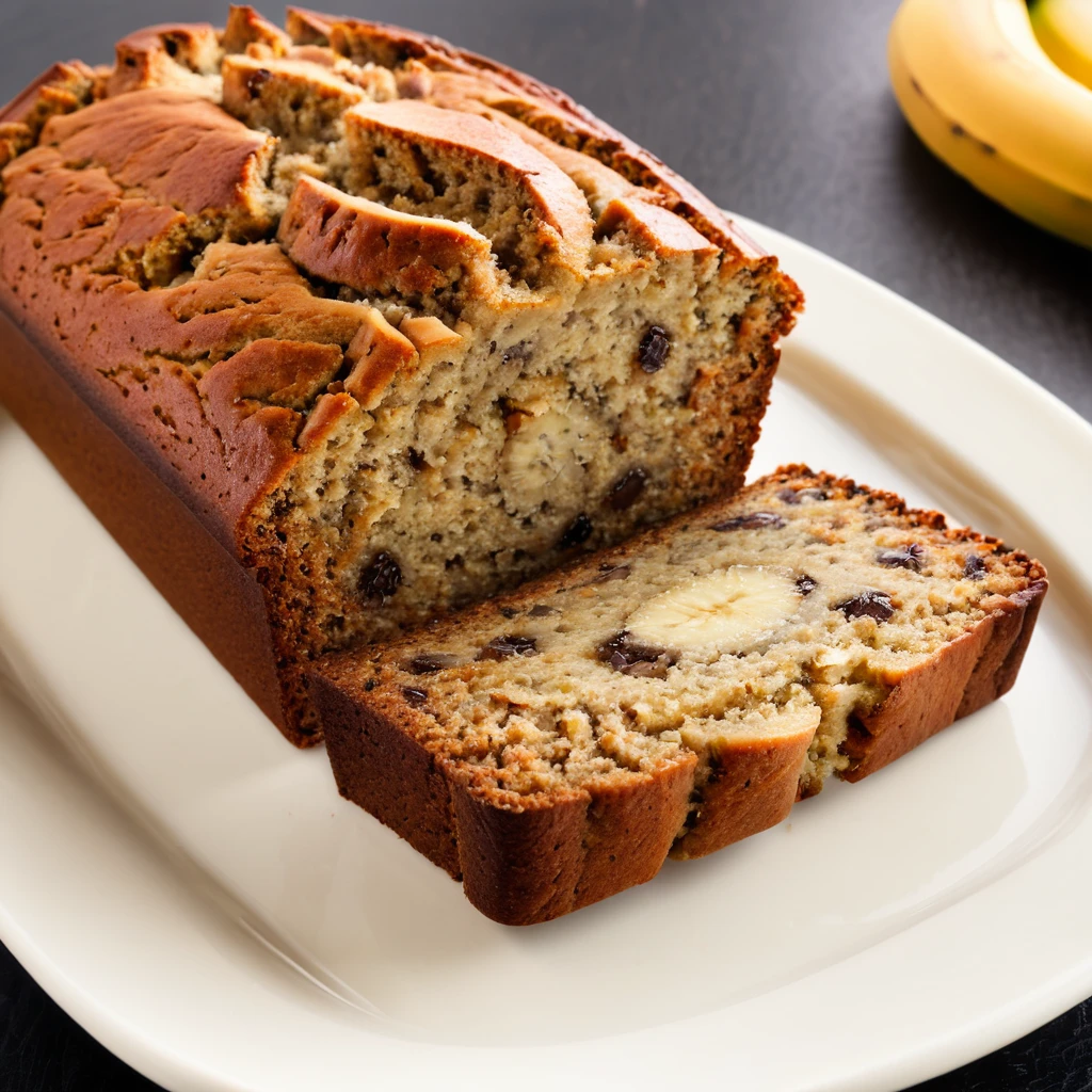 Sliced Starbucks Banana Bread on a Plate