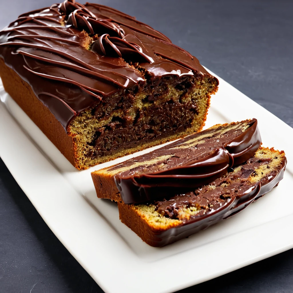 "A fresh loaf of banana bread with a crispy crust and soft interior, sliced on a wooden board."