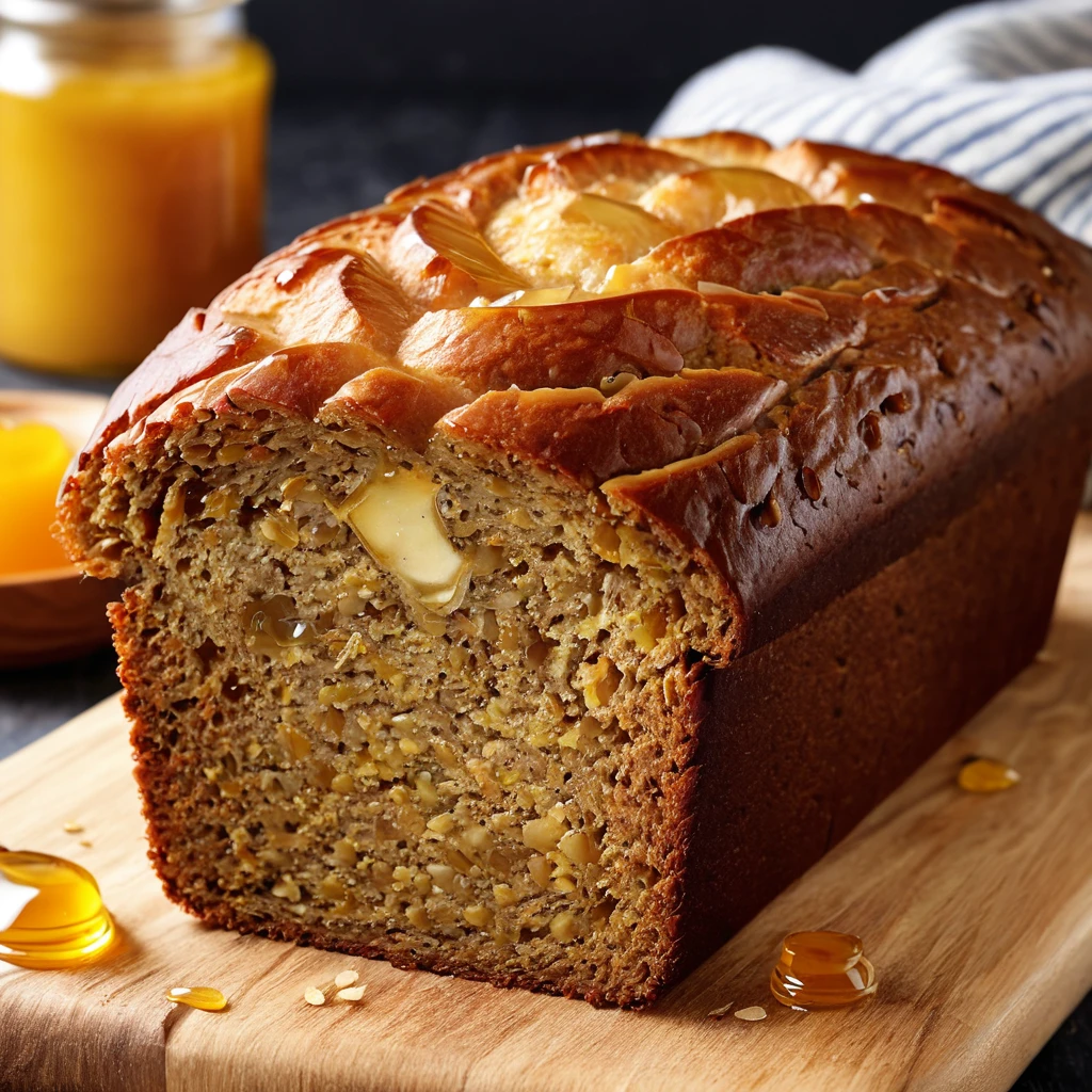 Cooling rack with freshly baked protein banana bread.