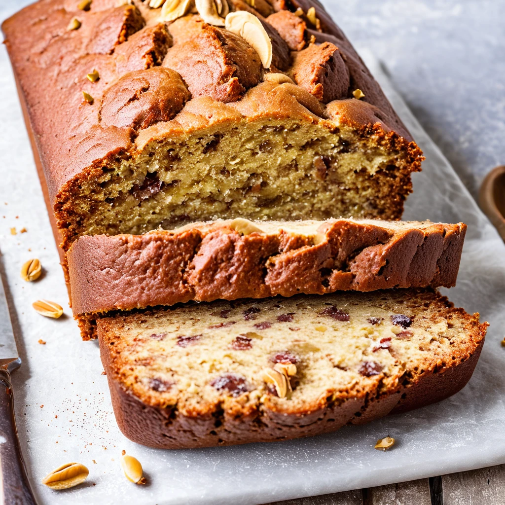 "Slices of moist sourdough banana cake with a fork ready to eat."