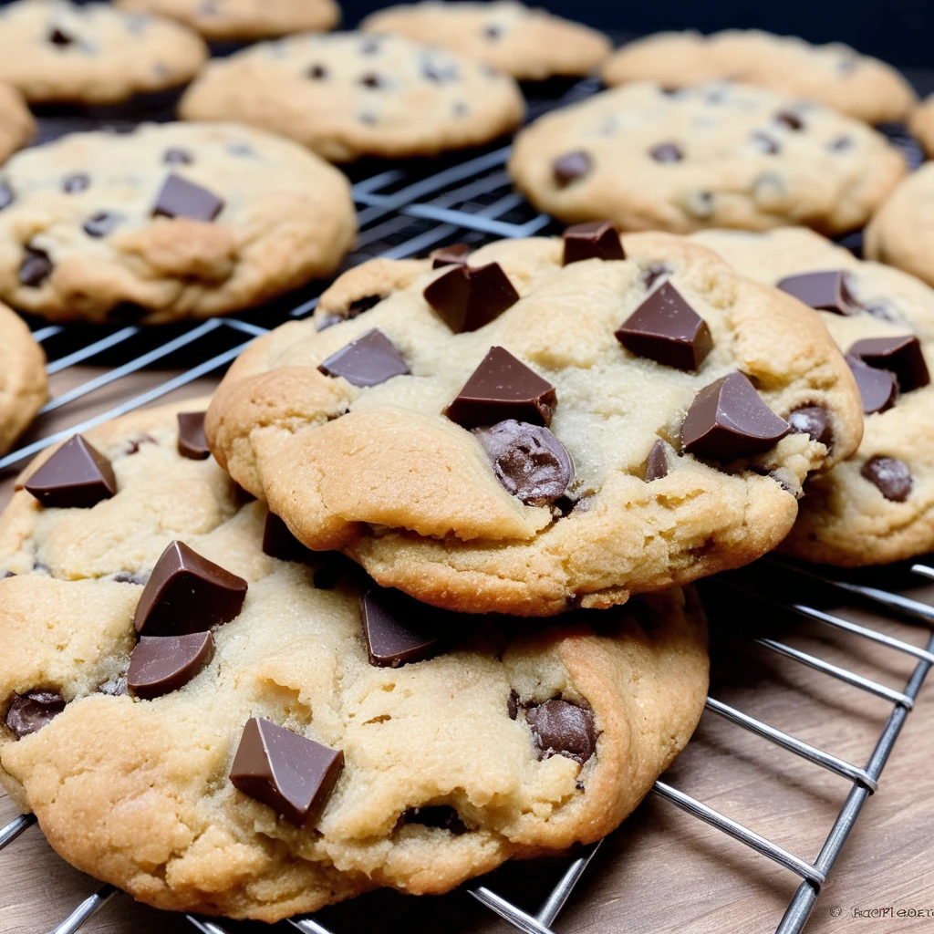 Sourdough chocolate chip cookies served with a glass of milk