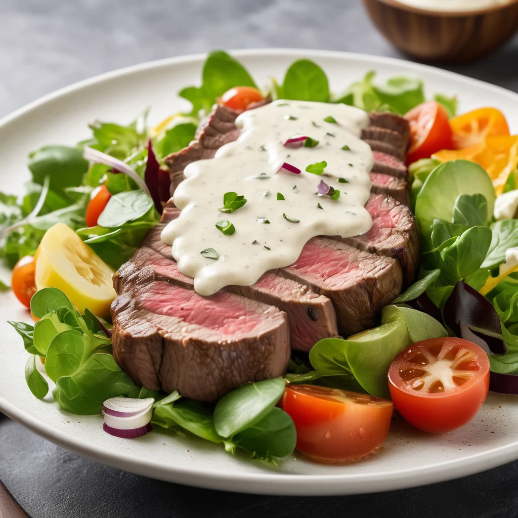 Blue Cheese Dressing Over Steak Salad