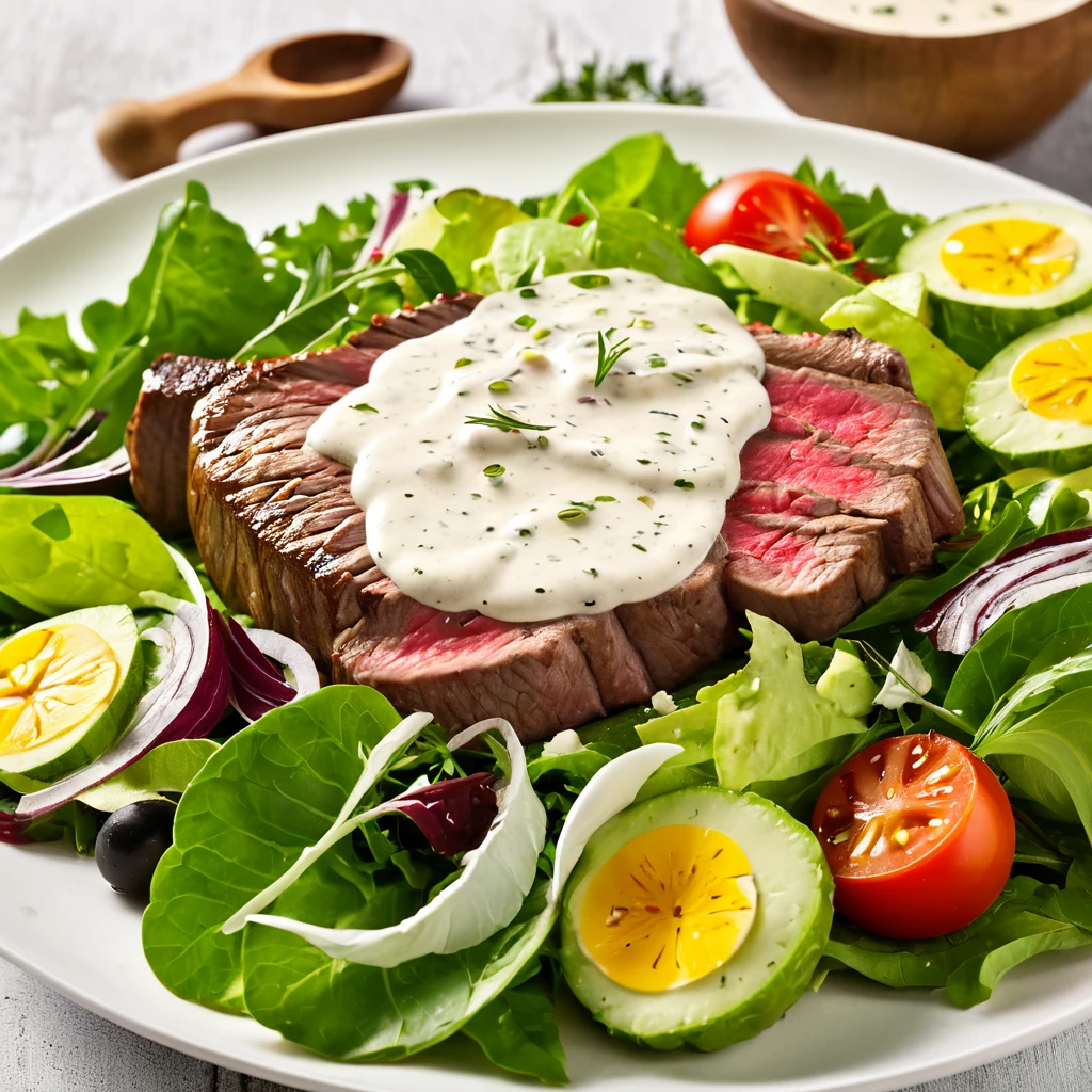 Buttermilk Ranch Dressing on Steak Salad